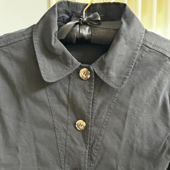 Theory Cropped Linen Jacket Black - Picture 4 of 11